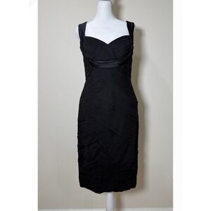 Tadashi Shoji Size 8 Black Ruched Sheath Dress Cocktail Party Formal